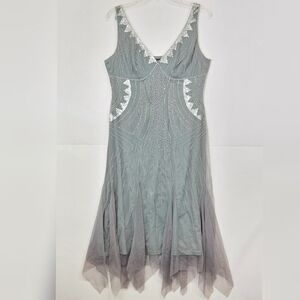 Principles Vintage Y2K Gray Sequin Nylon Tissue Hem Prom Party Dress sz L